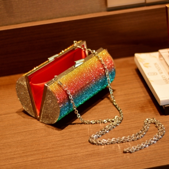 Rainbow Rhinestone Evening Clutch - Picture 3 of 6